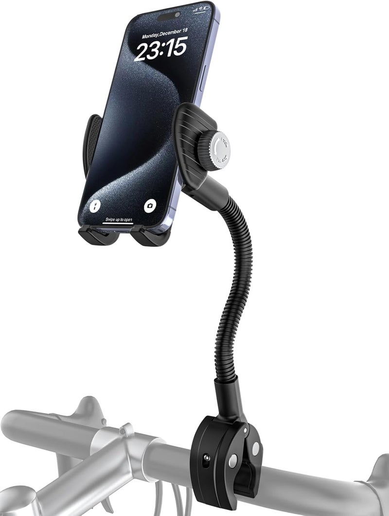 Kolasels Gooseneck Phone Holder for Wheelchair, Bike, Spin Bike, Stroller, Boat, Mic Stand, Scooter, Treadmill, Handlebar Cell Phone Clamp for iPhone 16/15/14/13 Pro Max, Galaxy, All 4-7" Smartphones - Image 1